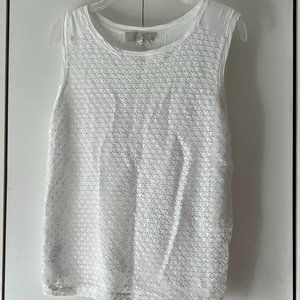 NWOT! Loft White Lace Front Tank - Lined - White - Medium